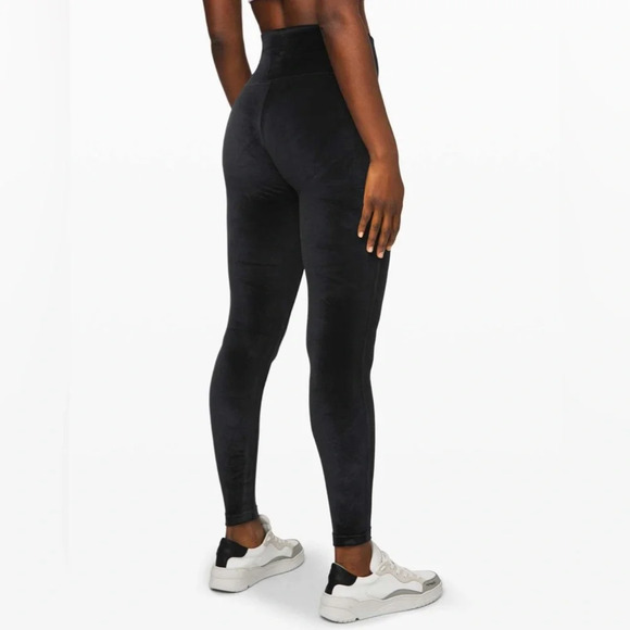 Lululemon Wunder Lounge High-Rise Tight Leggings 28” Velvet Velour Black Size 4 - Picture 2 of 7